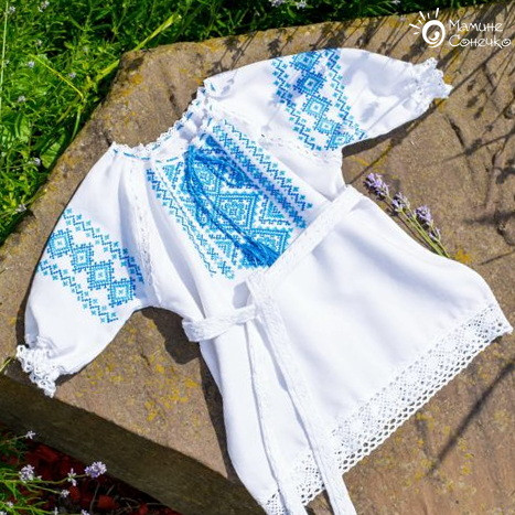 Set for girls “Ukrainian blue”, linen