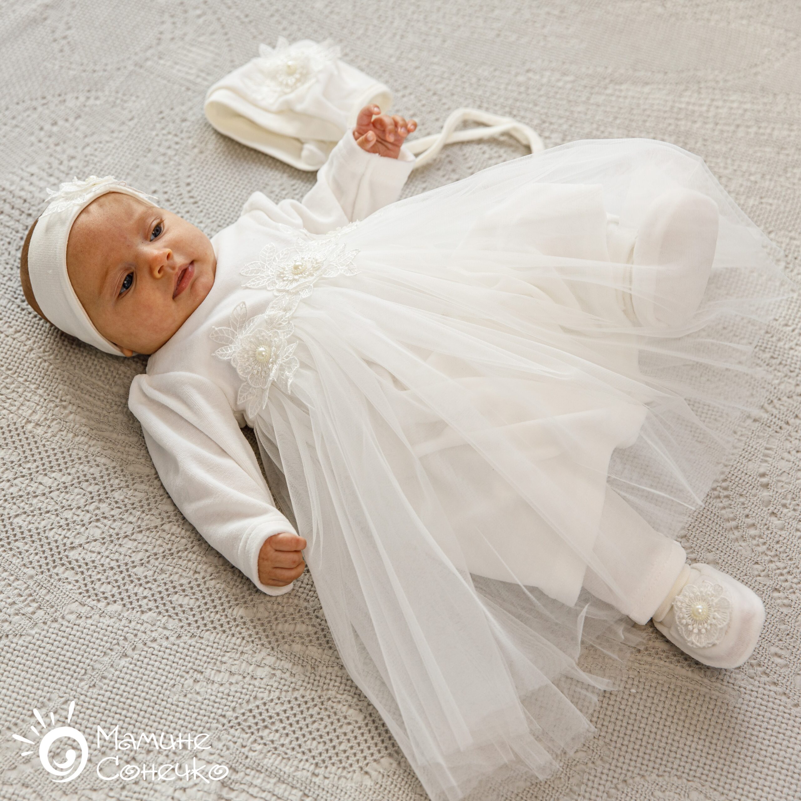 Costume for baptism of a girl “Tenderness”, velour