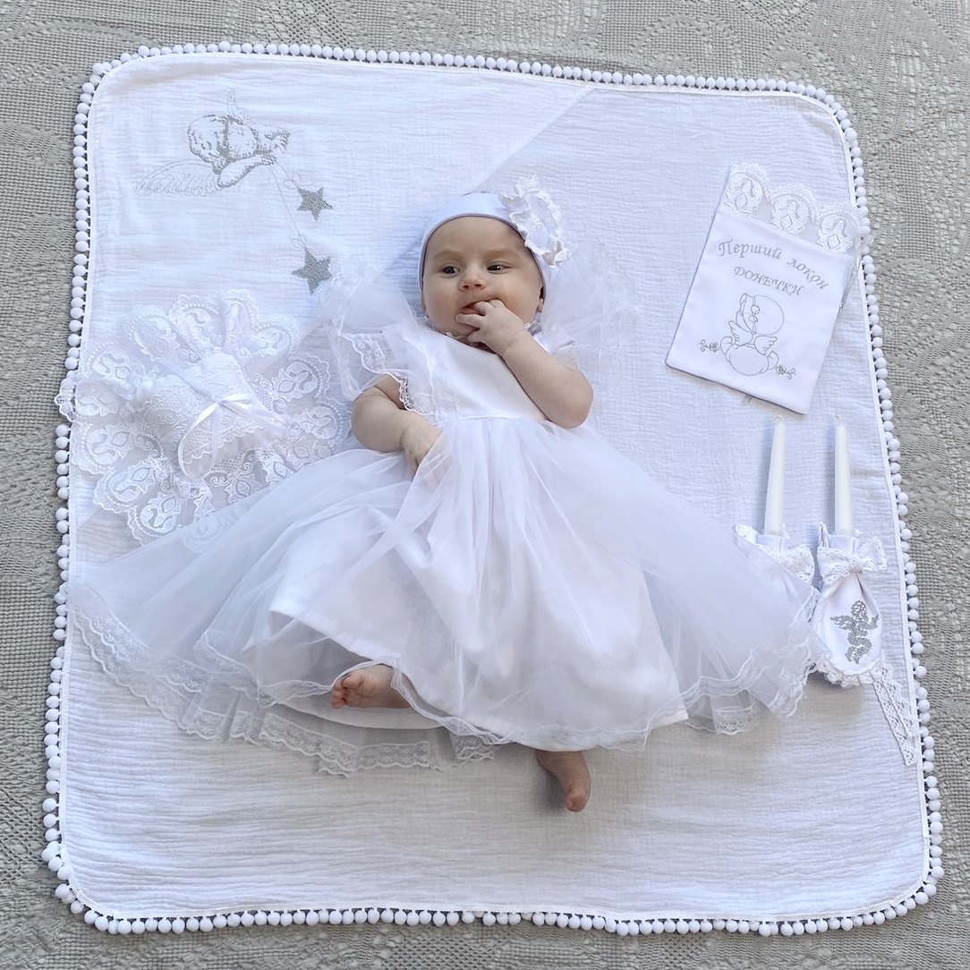 Complete set for the baptism of a girl “Charm Summer”, linen