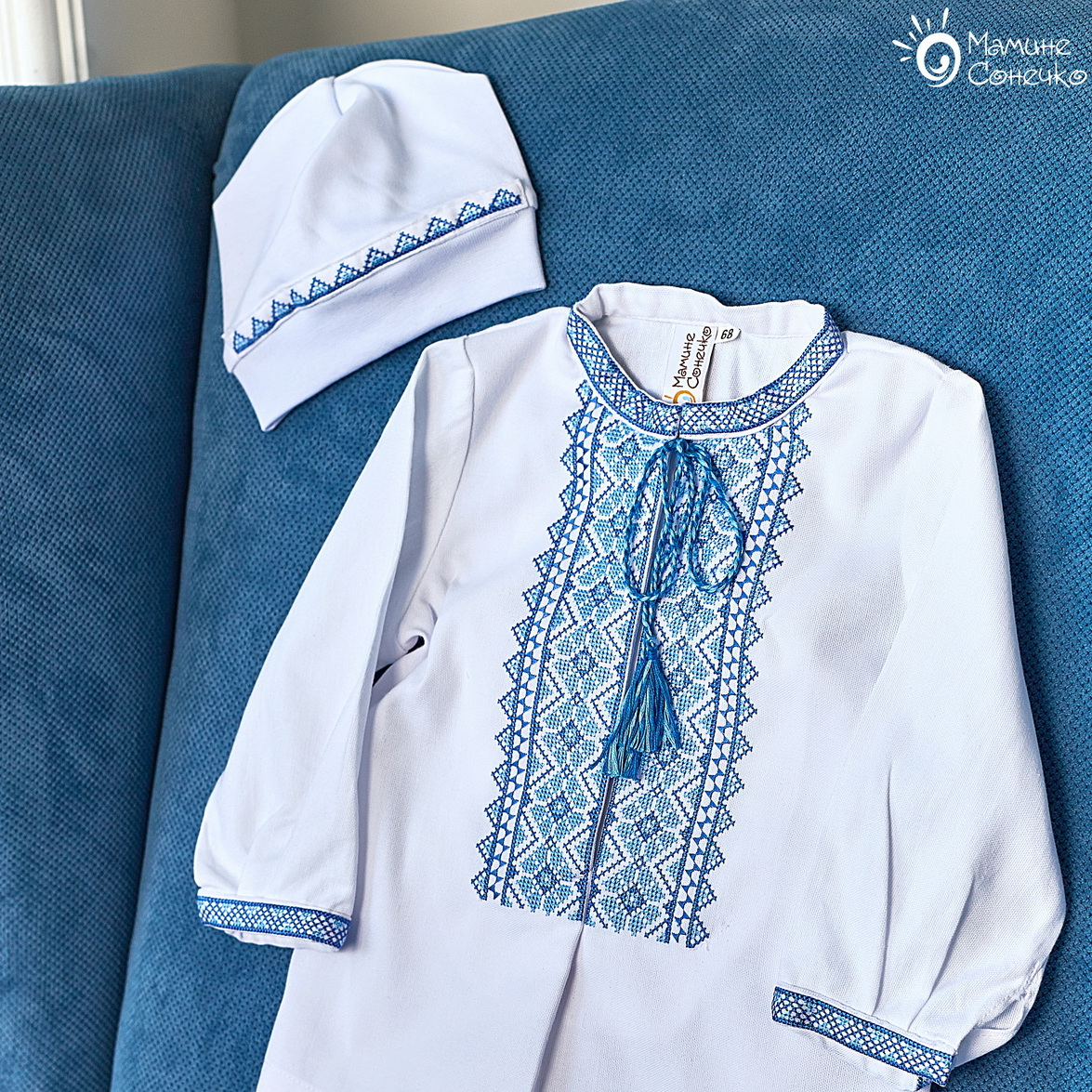 Boy’s baptismal suit “Blue lace plus”, linen