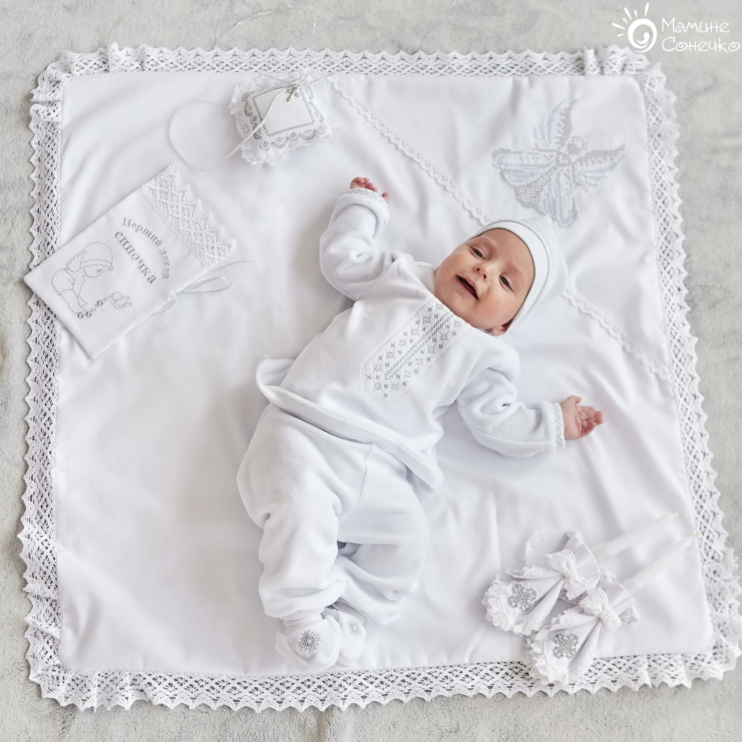 Complete set for baptism of a boy “Galician” silver, velour