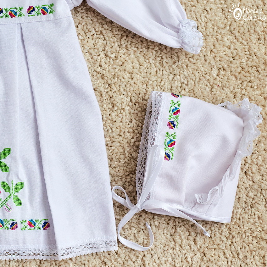 Costume for girl’s baptism “Bright flower meadow”, linen