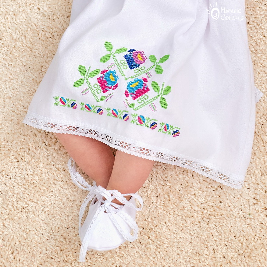 Costume for girl’s baptism “Bright flower meadow”, linen