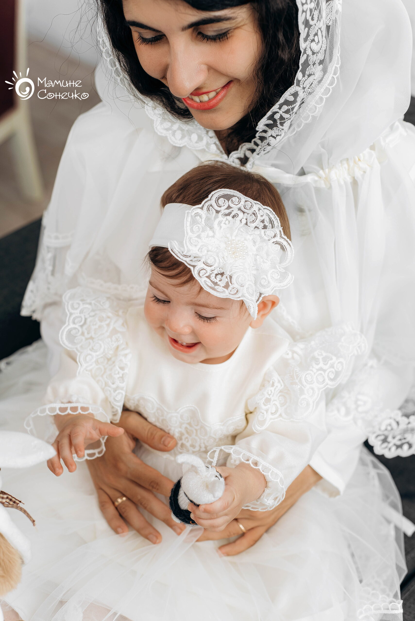 Набор одежды для крещения девочки “Принцесса-рококо” айвори, лен