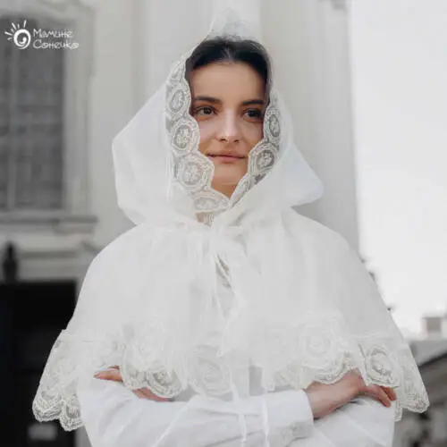 Праздничный женский платок-палантин «Принцесса современности», белый